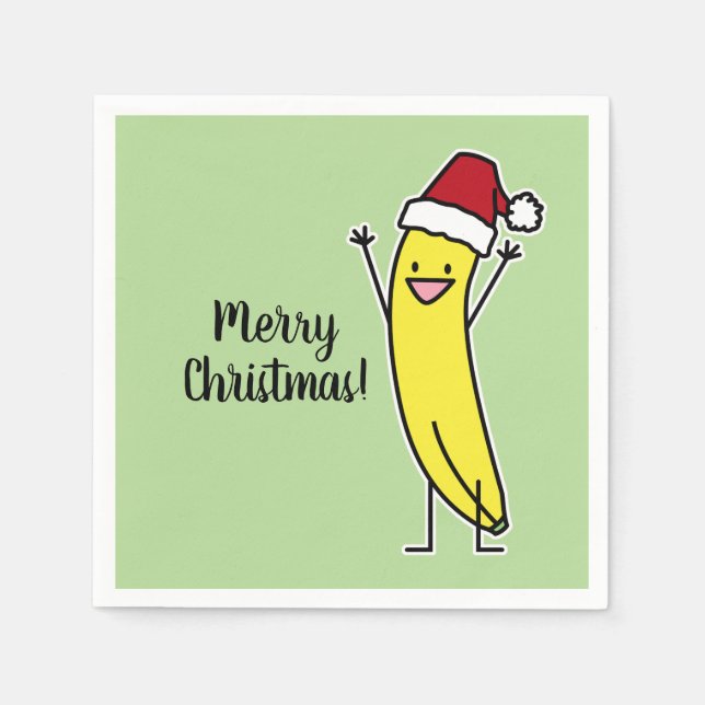 Serviettes En Papier Banana Santa chapeau applaudissant Noël vacances (Devant)