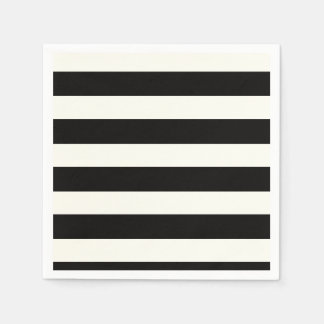 Serviettes En Papier Bande noire et blanche