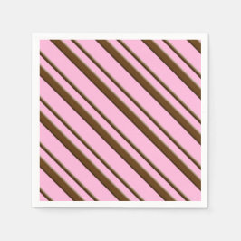 Serviettes En Papier Bandes de bonbons, rose et chocolat