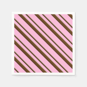 Serviettes En Papier Bandes de bonbons, rose et chocolat