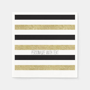 Serviettes En Papier Bandes d'or et de noir