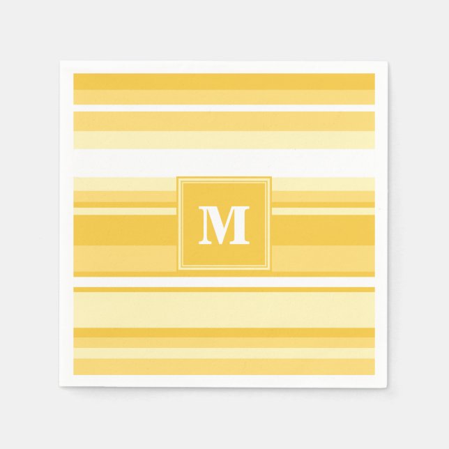 Serviettes En Papier Bandes jaunes monogrammes (Devant)