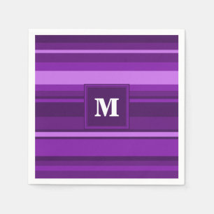 Serviettes En Papier Bandes violettes monogrammes