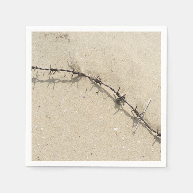 Serviettes En Papier Barbelés et sable (Devant)