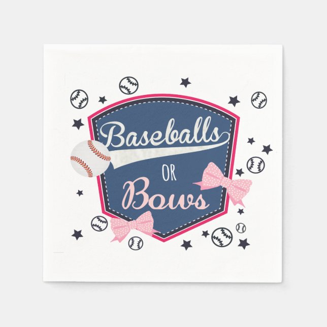 Serviettes En Papier Baseball ou bows Genre Reveal (Devant)