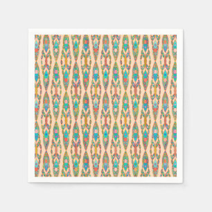 Serviettes En Papier Batik Tribal - Peach rose et Turquoise