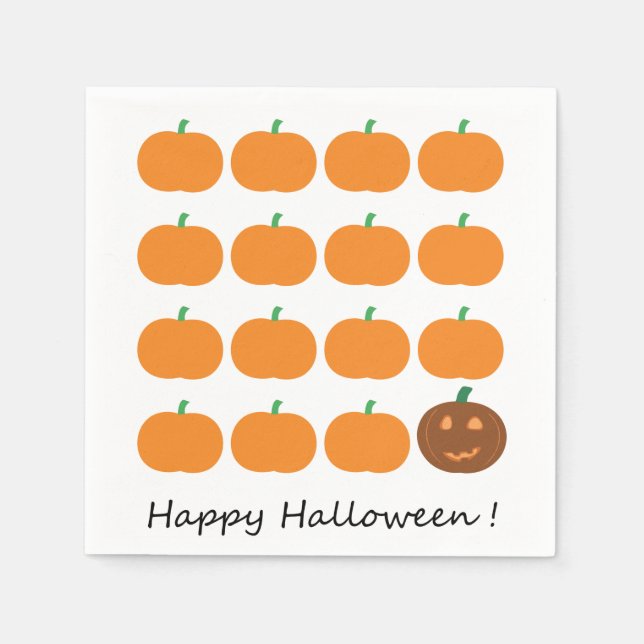 Serviettes En Papier Beau Patch Citrouille Halloween (Devant)