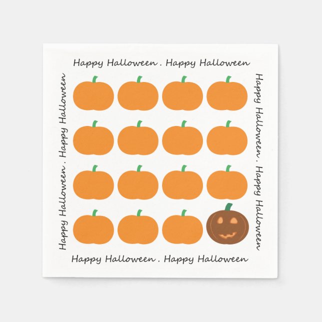 Serviettes En Papier Beau Patch Citrouille Halloween (Devant)