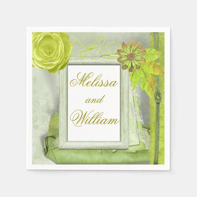 Serviettes En Papier Beau Style champêtre Vert (Devant)