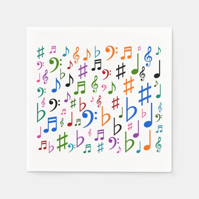 Serviettes En Papier Beaucoup de notes et de symboles musicaux (Devant)
