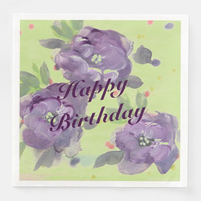 Serviettes En Papier Beaux roses violets avec un morceau de rose (Devant)
