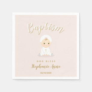 Serviettes En Papier Bébé de baptême avec le capot