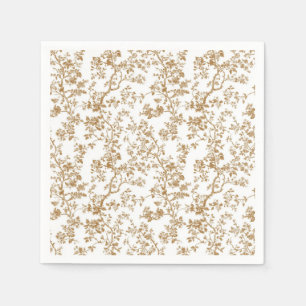 Serviettes en papier beige à motifs de fleurs pour