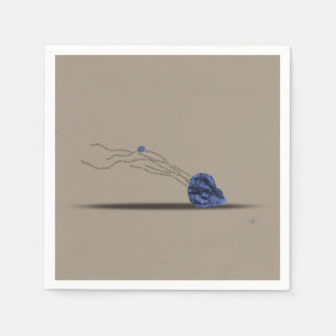 Serviettes en papier beige et bleu sur le thème de