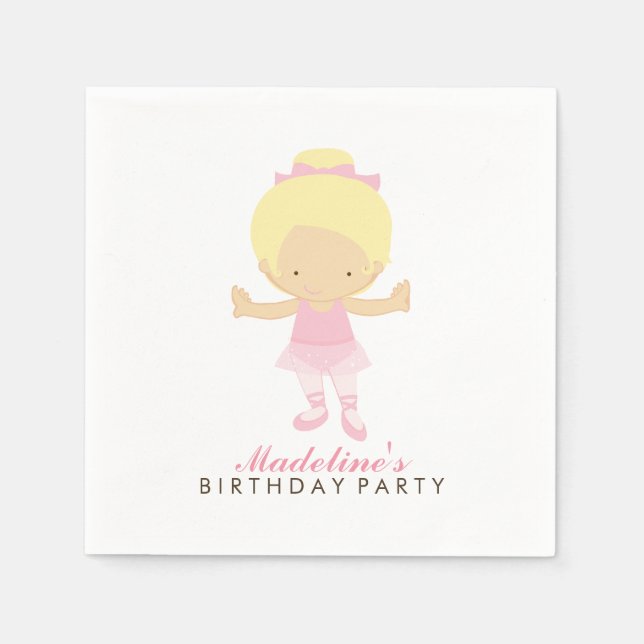 Serviettes En Papier Belle Danse de Ballet Fête d'Anniversaire (Devant)