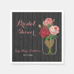 Serviettes En Papier Belle Fête des mariées de Rose Mason Jar
