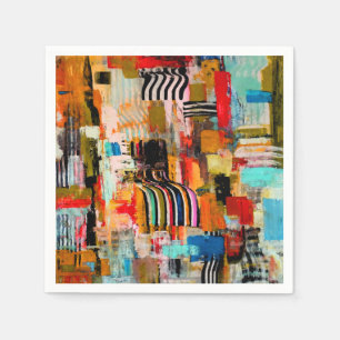 Serviettes En Papier Belle peinture abstraite colorée