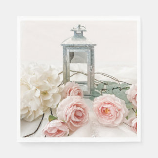 Serviettes en papier : Belles pivoines roses et Ro