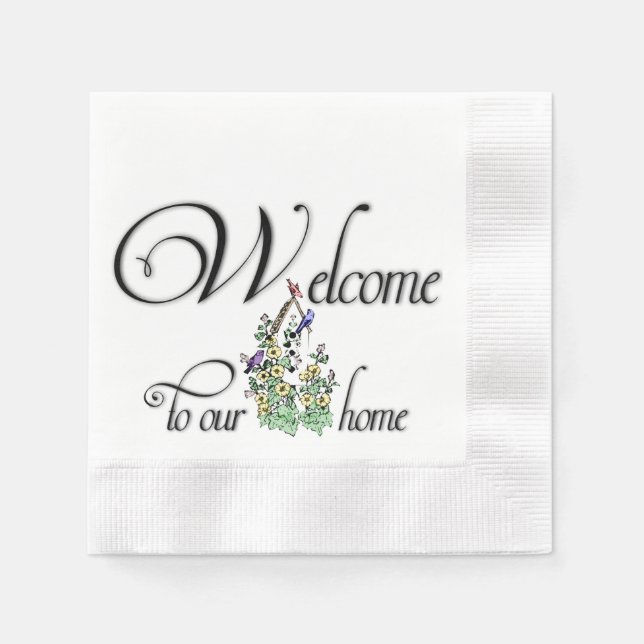 Serviettes En Papier Bienvenue à notre maison (Devant)