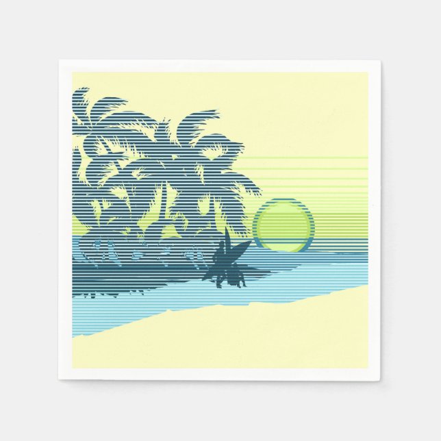 Serviettes En Papier Big Sunset Strike Hawaiian Surfer (Devant)