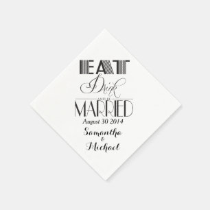 Serviettes En Papier Black Eat Drink Soyez Marié