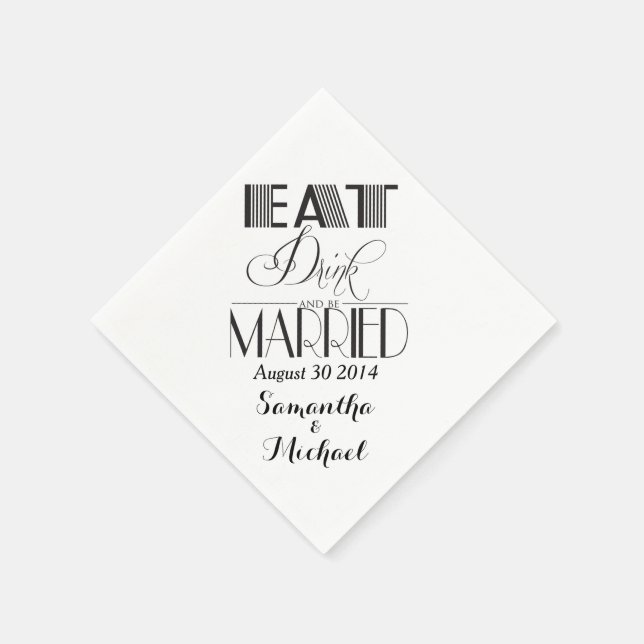Serviettes En Papier Black Eat Drink Soyez Marié (Coin)