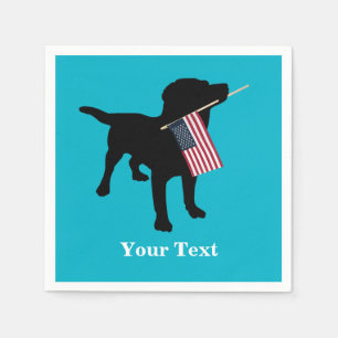 Serviettes En Papier Black Lab Dog avec USA American Flag, 4 juillet