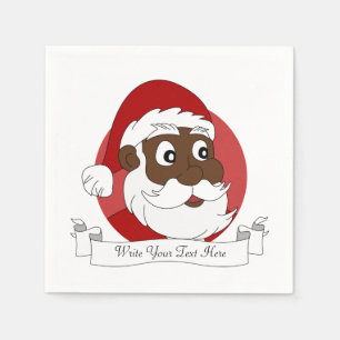 Serviettes En Papier Black Santa Clause, dessin