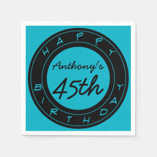 Serviettes En Papier Bleu 45e fête d'anniversaire Papier personnalisé N