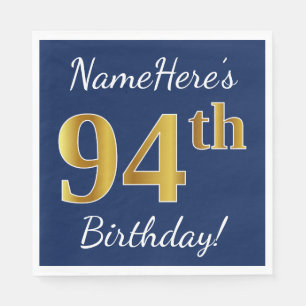 Serviettes En Papier Bleu, anniversaire d'or de Faux