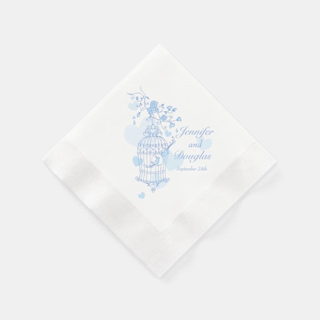 serviettes en papier bleu mariage (Coin)