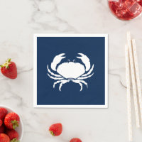 Serviettes en papier bleu marine et blanc crabe ma