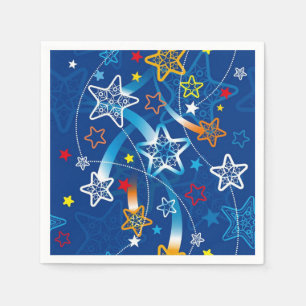 Serviettes En Papier Bleu Tireur Stars Motif Napkins