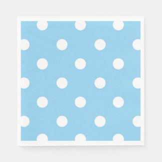 Serviettes en papier bleues à pois blancs ; choisi