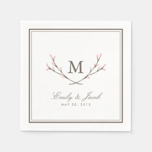 Serviettes En Papier Blissé Branches Mariage Papier serviettes - Rose