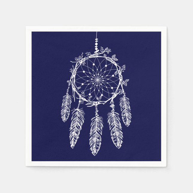 Serviettes En Papier Blue Dream Catcher Native American Wedding Party (Devant)