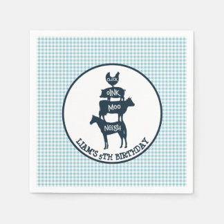 Serviettes En Papier Blue En vichy Agritourisme Thème Animal Anniversai