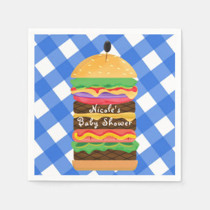 Serviettes En Papier Blue Hamburger Summer Cookout Barbecue BBQ Party
