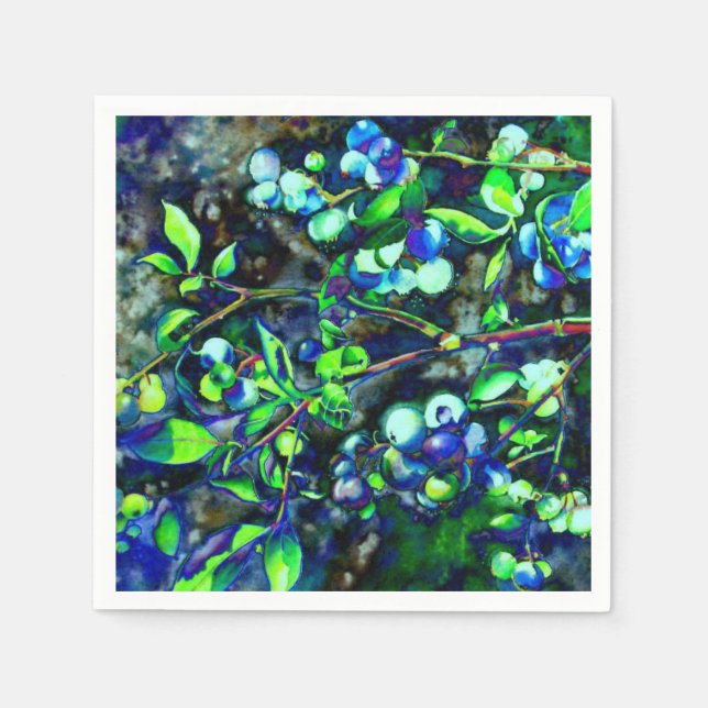 Serviettes En Papier Blueberries - vert (Devant)