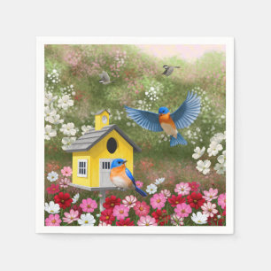 Serviettes En Papier Bluebirds et Birthouse de l'école jaune