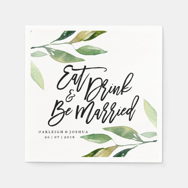 Serviettes En Papier Boho Eat Drink Be Married Mariage Napkin (Devant)