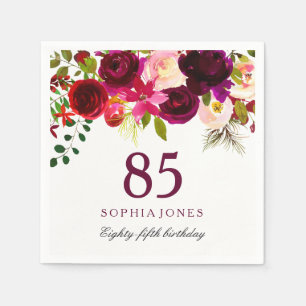 Serviettes En Papier Boho rouge Bourgogne 85e fête d'anniversaire