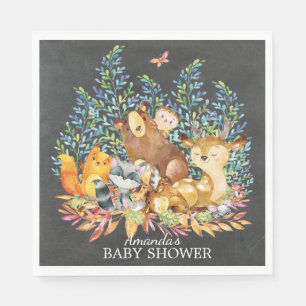 Serviettes En Papier Bois Animaux Papier Neutre Baby shower serviettes