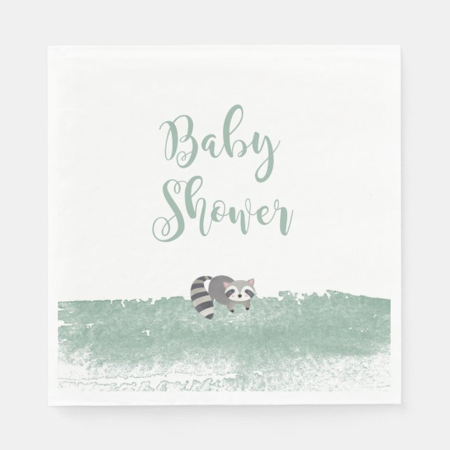 Serviettes En Papier Bois Bébé Animaux Végétation Baby shower serviette (Devant)