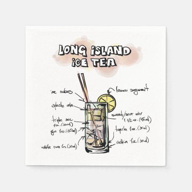 Serviettes En Papier Boisson de thé de glace Long Island Recette Cockta (Devant)