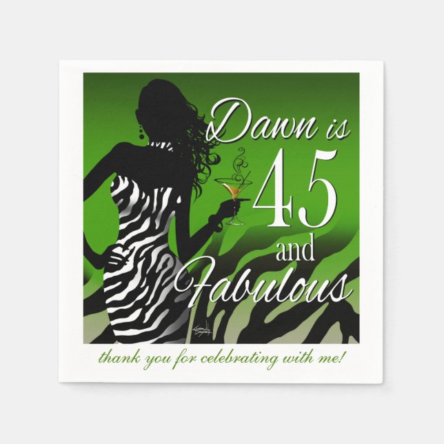 Serviettes En Papier Bombshell Zebra 45e anniversaire | green (Devant)
