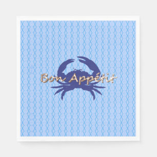 Serviettes En Papier Bon-appétit—BLEUE_Crab-diamant—Célébrer