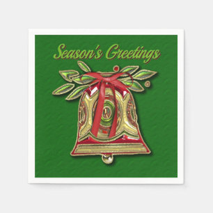 Serviettes En Papier Bonnes Fêtes Gold Christmas Bell Napkins