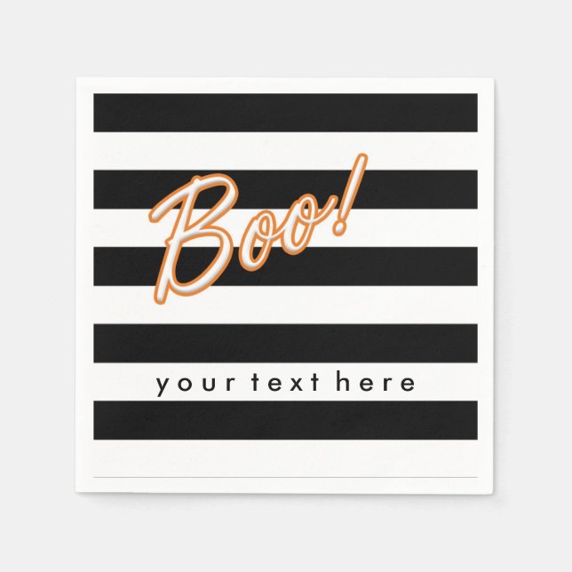 Serviettes En Papier BOO Black & White Halloween Party Napkins (Devant)