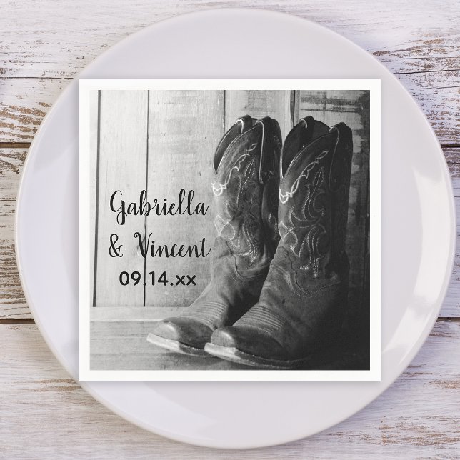 Serviettes En Papier Boots rustiques Cowboy Pays Mariage occidental (Créateur téléchargé)